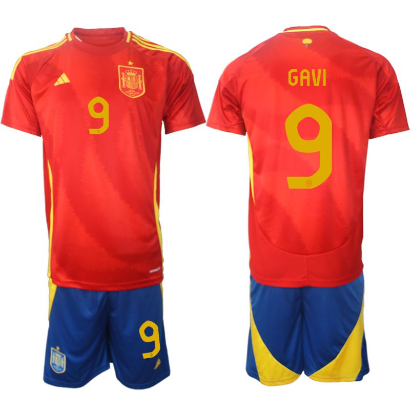 Men 2024-2025 Season Spain home red #9 Soccer Jersey->spain jersey->Soccer Country Jersey